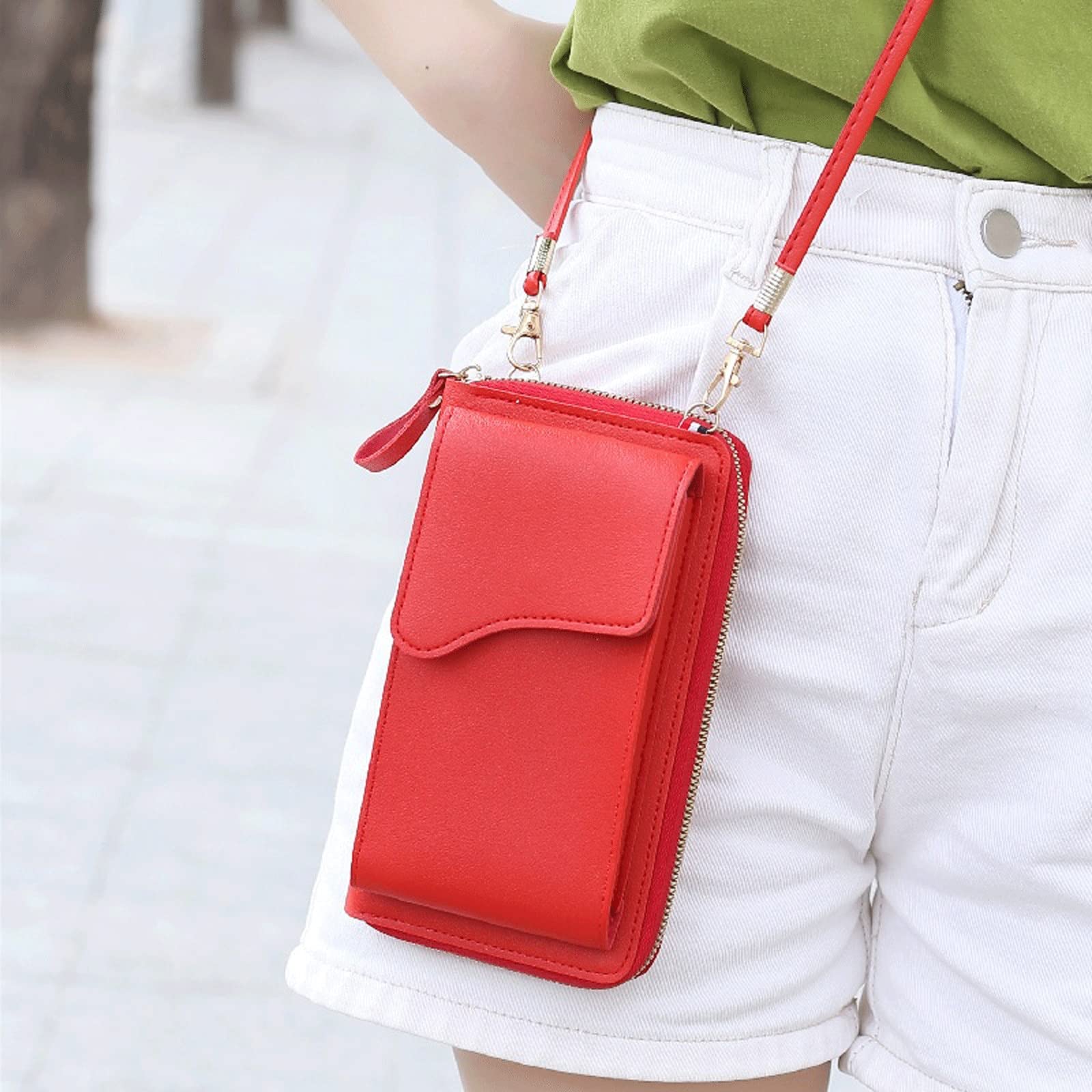 Wristlet Wallet Zipper - ショルダーバッグ レディース 小型 クロスボディ ショルダーバッグ PUレザー
