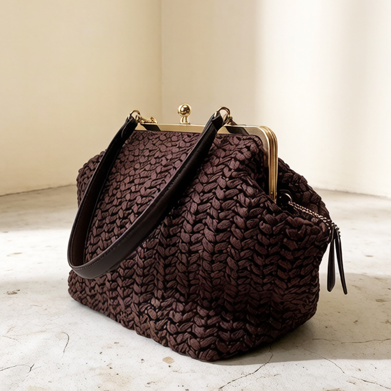 Luxury Bags Reseller - 手織りキスロックフレームショルダーラフィアビーチバッグ女性用高級デザイナーハンドバッグと財布2026新作ウィートグラスアンダーアーム