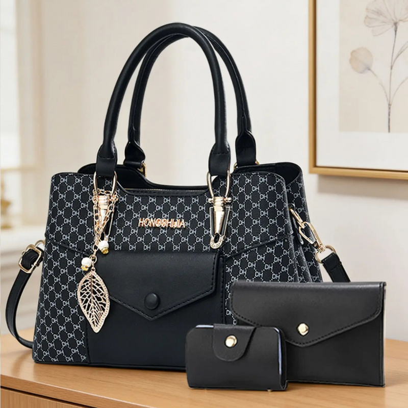 Luxury Bags For You - 高級感のある質感の大型通勤用トートバッグ、カラーブロックデザインのクロスボディバッグを備えたラグジュアリーな女性用バッグシリーズ