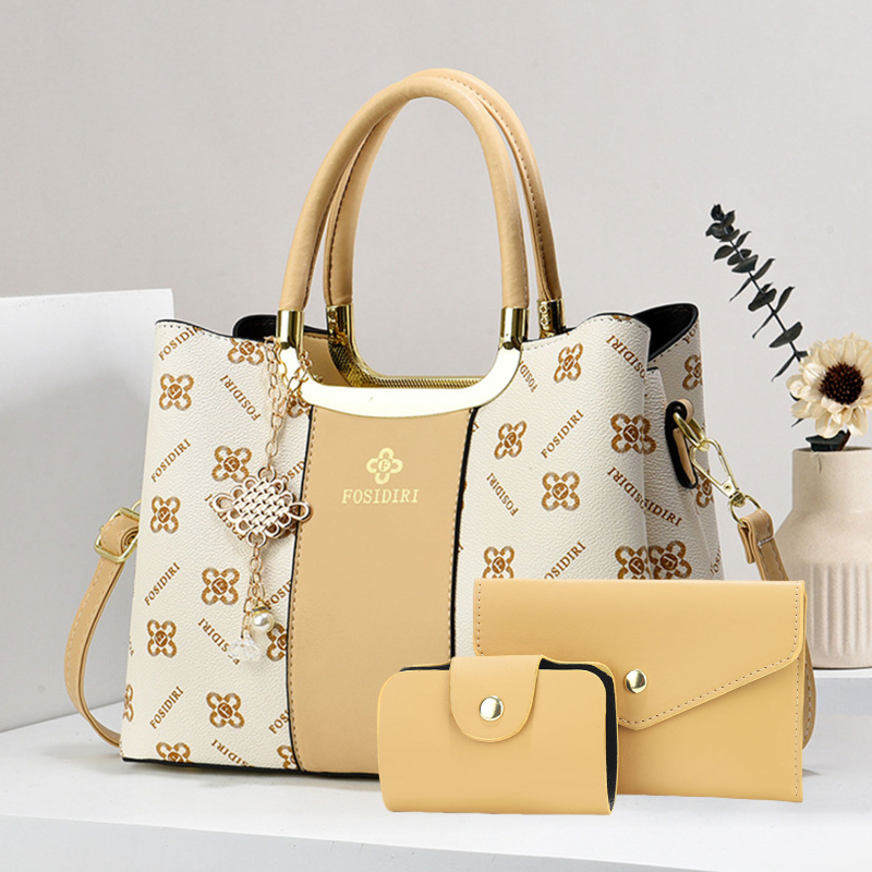 Luxury Bags For You - ライトラグジュアリー高級プリントハンドバッグ（女性用）、3ピースレディースバッグセット、通勤や日常レジャーに最適な多機能女性用バッグ