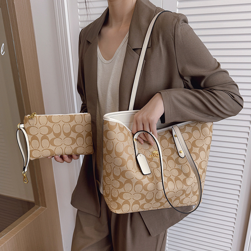 Luxury Bags Reseller - 高級デザイナーレディースショルダーバッグ大容量実用的なデイリーハンドバッグポケット付き耐久性のあるブランドレターカジュアルショッパー