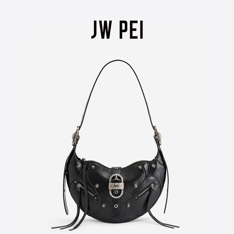 Luxury Bags White - JW PEI ブルホーンバッグ TESSA 大容量オートバイショルダークロスボディバッグ女性の脇の下バッグ人工オイルワックスレザー 5S34