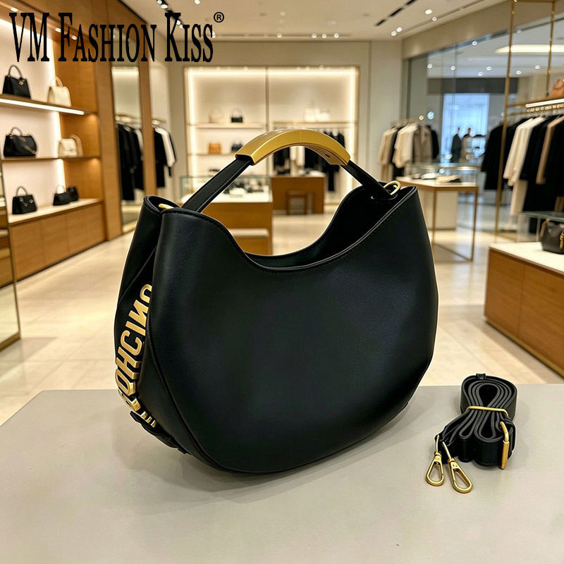 Luxury Bags Tote - デミサークル女性用ゴールデンレタートート巾着バケットバッグ高級開閉式大容量トレンド人気販売中財布