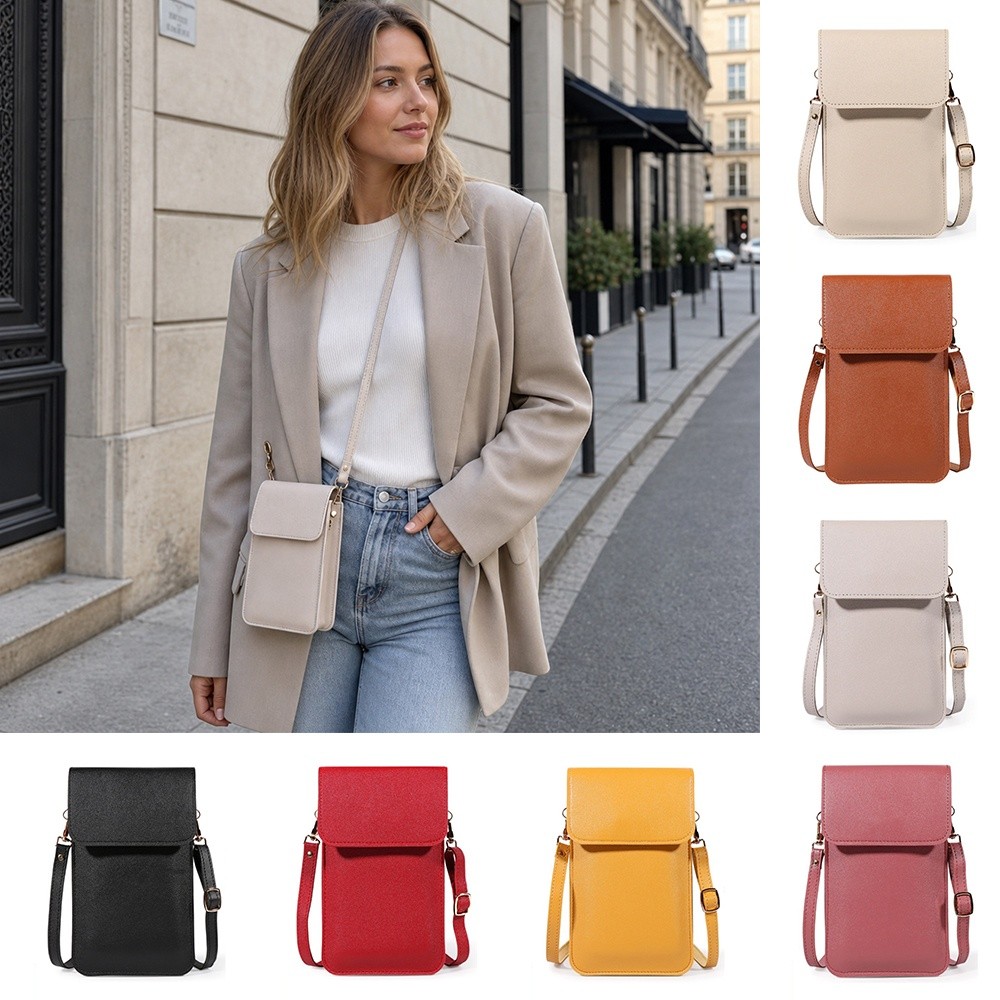 Wristlet Wallet Zipper - PUレザー製タッチスクリーン対応スマホポーチ ジッパー付きフラップ 大容量 RFID盗難防止財布 多機能ウォレット ショルダーバッグ