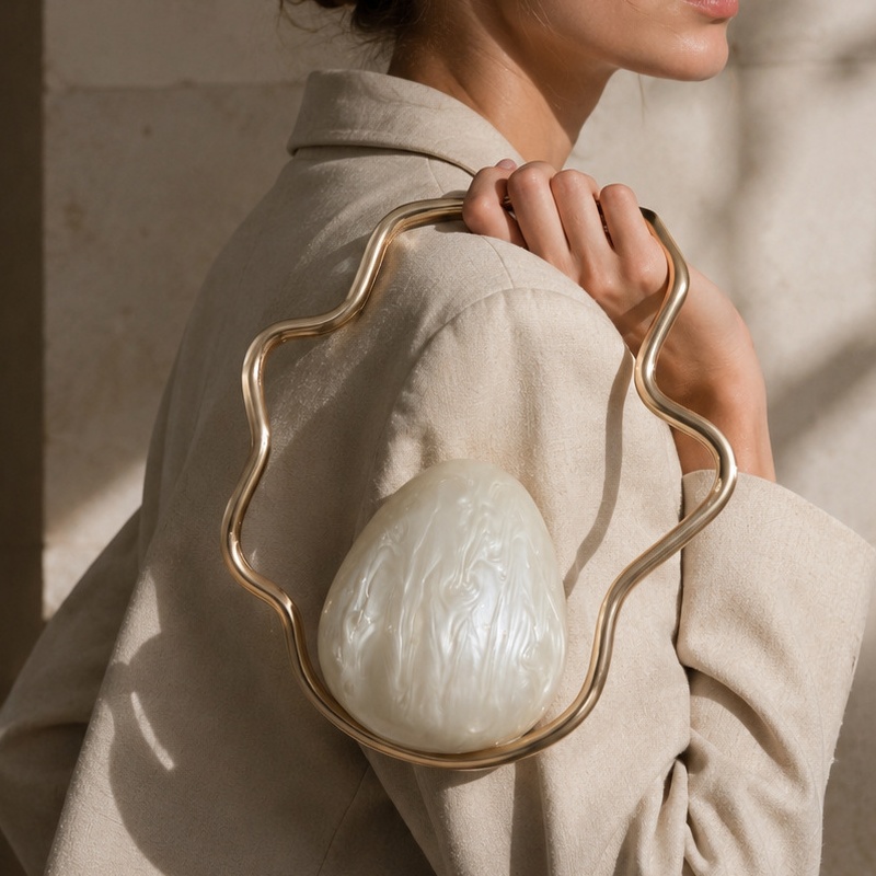 Luxury Bags Reseller - 女性用ミニアクリルエッグバッグ、ゴールドフレーム付きキュートなパールイブニングクラッチバッグ、ウェディングパーティー用高級財布とハンドバッグデザイナー