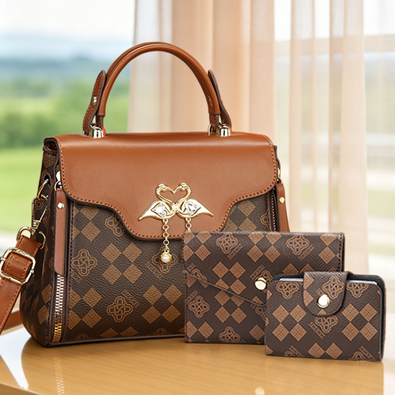 Luxury Bags For You - 3ピース女性用バッグセット、軽量高級プリント柄女性用クロスボディバッグ、シングルショルダーなど多様な持ち方が可能