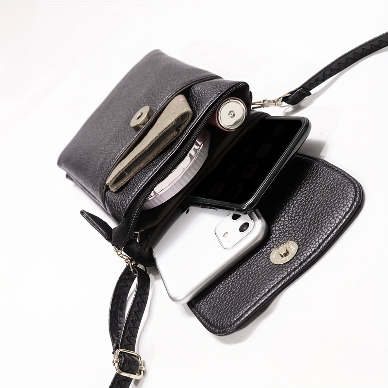 Wristlet Wallet Zipper - 女性用レザークロスボディフォンバッグ、小型ショルダーバッグ、ダブルジッパーウォレット、マルチポケットカードホルダー、ミニメッセンジャーバッグ