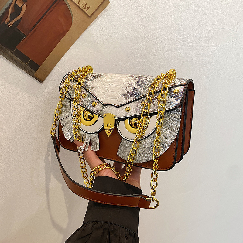 Luxury Bags Medium Size - ヘビーウェイトラグジュアリーオウルマスクデザインレディースハンドバッグクロスボディショルダーバッグストリートスタイルトレンディPU素材ミディアムサイズソフト