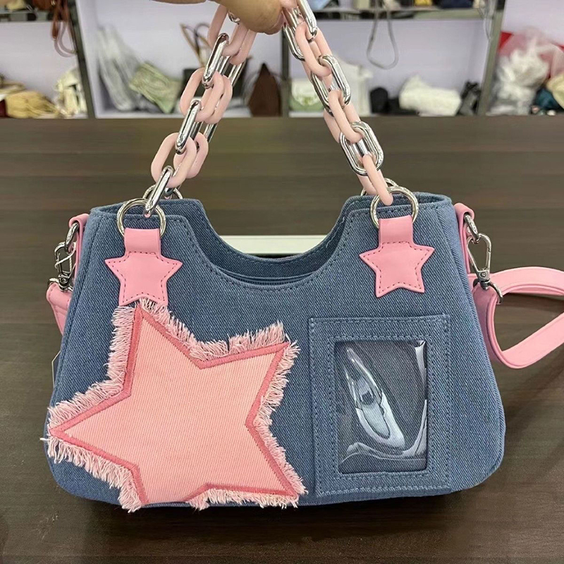 Luxury Bags Tote - デニム素材の女性用脇下ショッパートートバッグ、大容量デザイナーホーボーショルダーバッグ、高級女性用ハンドバッグ、小型クロスボディバッグ