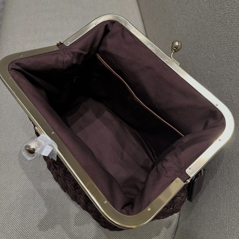手織りキスロックフレームショルダーラフィアビーチバッグ女性用 - Luxury Bags Reseller のレビューと価格