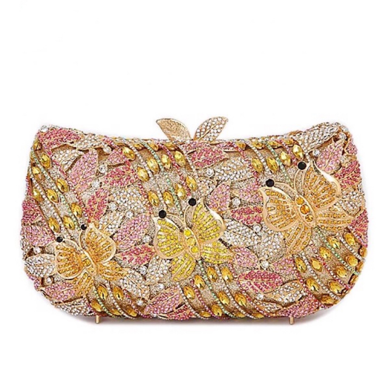 中空アウト女性イブニングバッグゴールドクリスタル宴会ハンドバ - Luxury Bags Reseller のレビューと価格