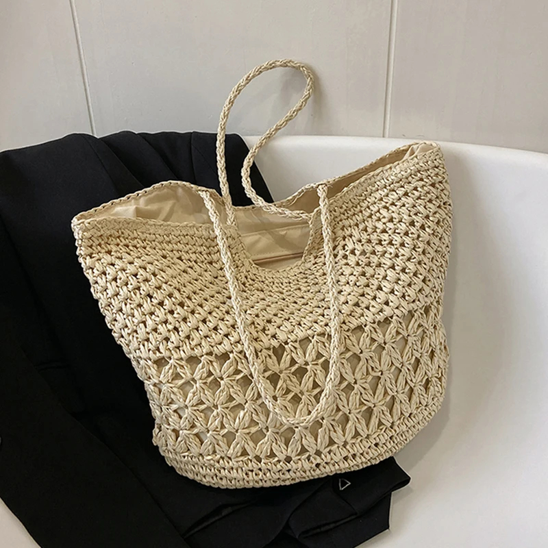 カジュアルデザインわら織りバッグトレンド高級女性ショルダーバ - Luxury Bags Tote のレビューと価格