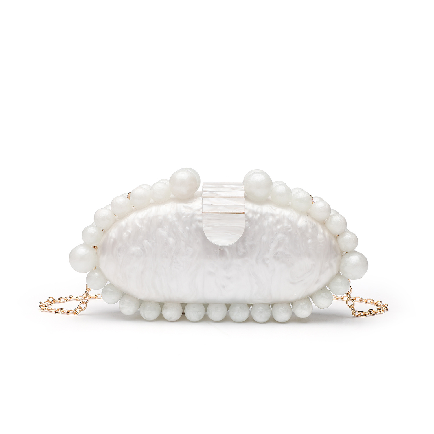 エレガントな大理石アクリルクラッチバッグパールホワイトクロス - Luxury Bags White のレビューと価格