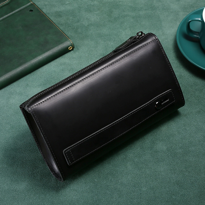 メンズクラッチロングハンドバッグビジネスヴィンテージ牛革男性 - Wristlet Wallet Zipper のレビューと価格