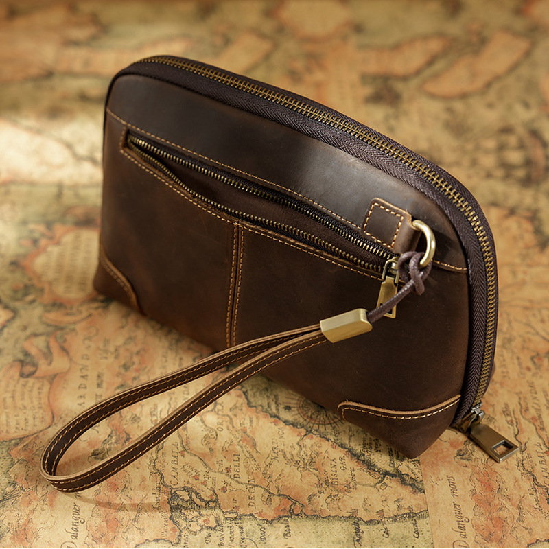 ヴィンテージ 100% 本革ジッパーリストレットクラッチバッ - Wristlet Wallet Zipper のレビューと価格