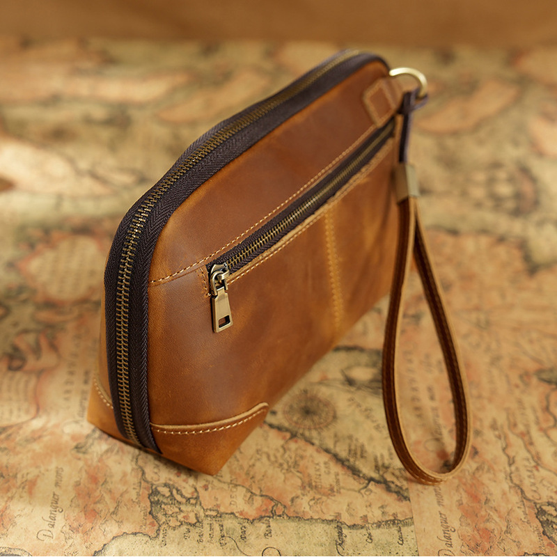 ヴィンテージ 100% 本革ジッパーリストレットクラッチバッ - Wristlet Wallet Zipper のレビューと価格