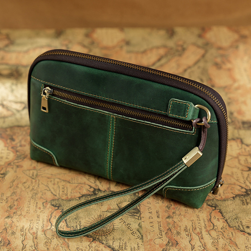 ヴィンテージ 100% 本革ジッパーリストレットクラッチバッ - Wristlet Wallet Zipper のレビューと価格