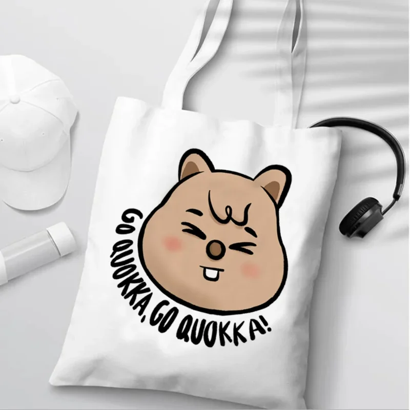 Go Quokka プリント大容量ガールズキャンバスハンドバ - Luxury Bags White のレビューと価格