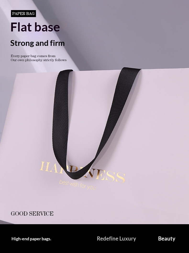 高級感のある白い厚紙製紙袋 防水性 厚手 カスタムロゴ入り  - Luxury Bags White のレビューと価格