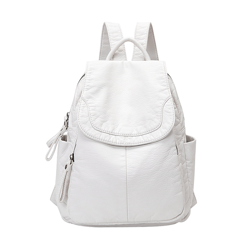 女性のための白いウォッシュレザーバックパック、ティーンエイジ - Luxury Bags White のレビューと価格