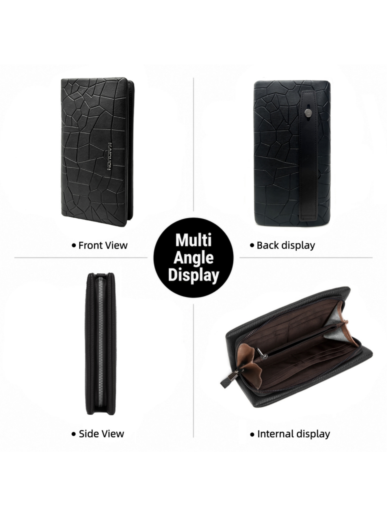 メンズ幾何学模様ストーンパターンPUレザージップクラッチウォ - Wristlet Wallet Zipper のレビューと価格