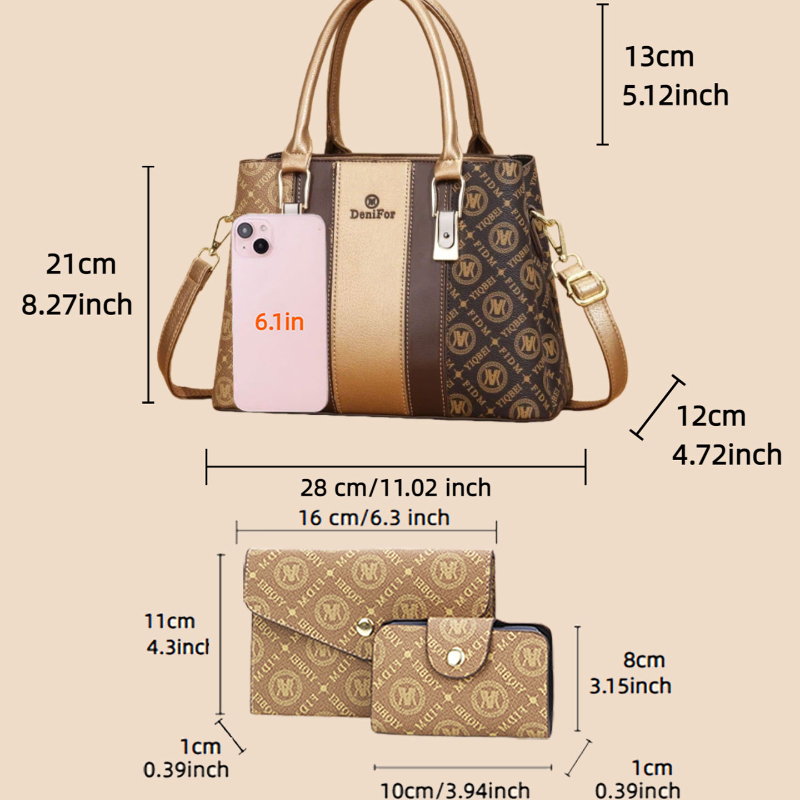 3点セットの女性用ハンドバッグ、スプライスデザイン、軽量高級 - Luxury Bags For You のレビューと価格