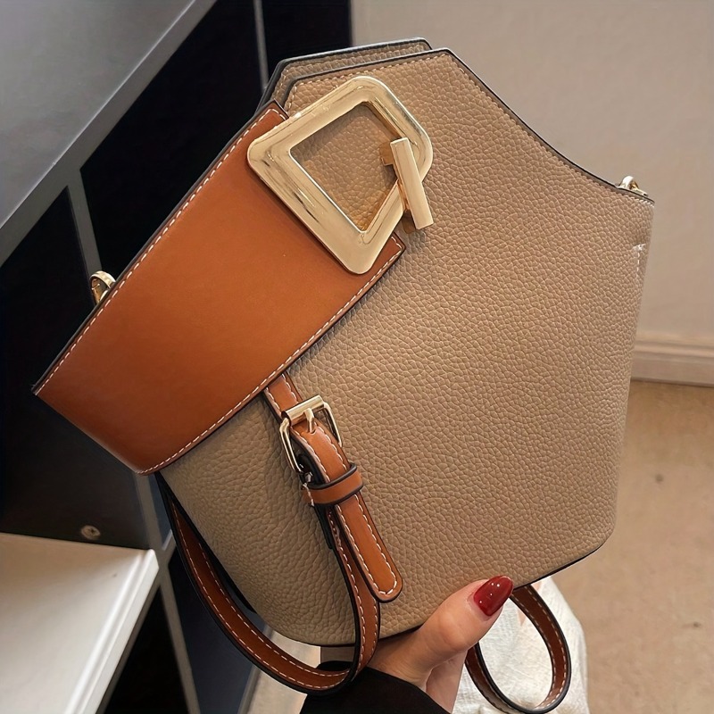 エレガントな白いペブルドバケットバッグ、ブラウンのアクセント - Luxury Bags White のレビューと価格