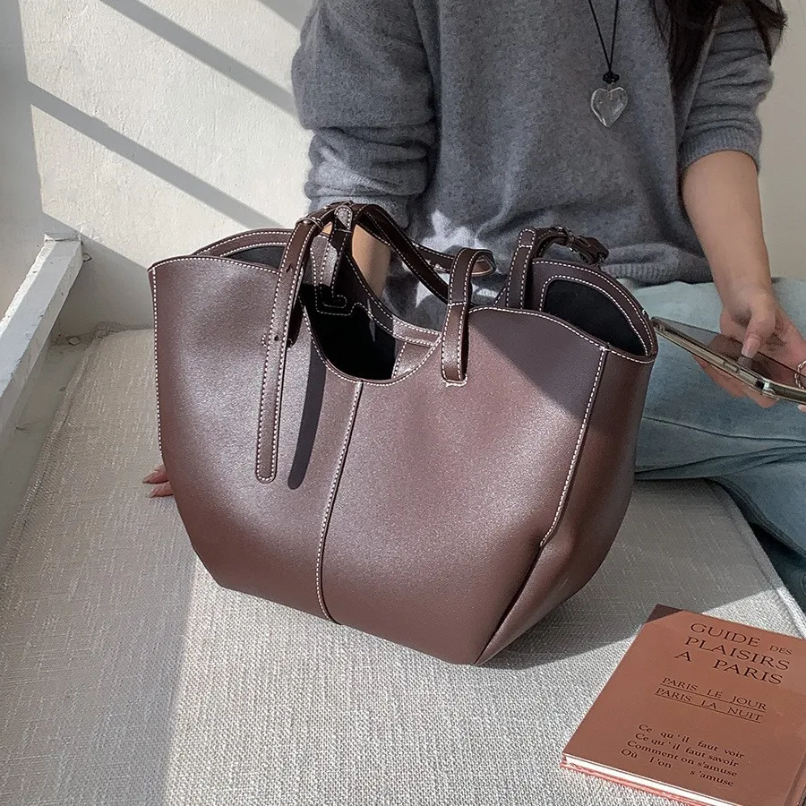 大容量の女性用ハンドバッグ,PUレザーのポータブルショッピン - Luxury Bags Reseller のレビューと価格
