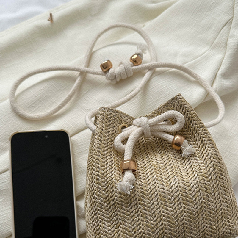 ストローバッグかわいいハンドバッグサマービーチクロスボディ財 - Luxury Bags White のレビューと価格