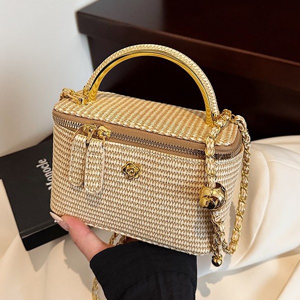 2026年新作織り模様ボックスバッグ、小さなフレグランスチェ - Luxury Bags White のレビューと価格