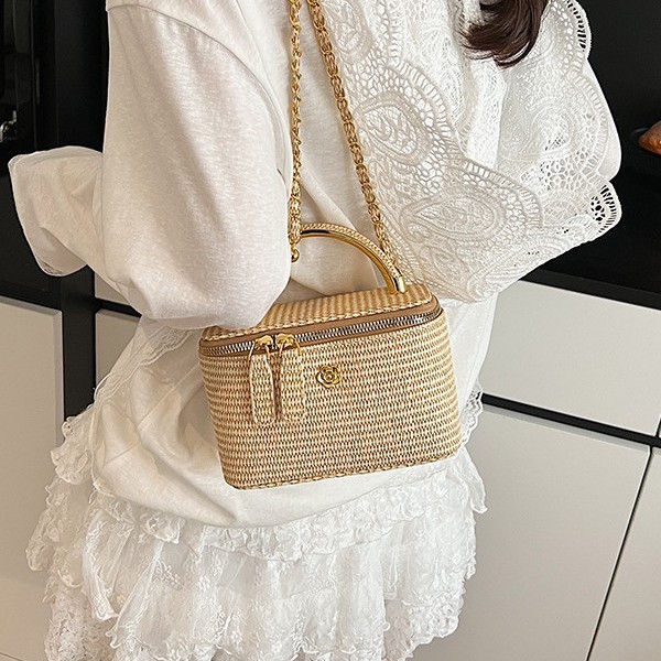 2026年新作織り模様ボックスバッグ、小さなフレグランスチェ - Luxury Bags White のレビューと価格