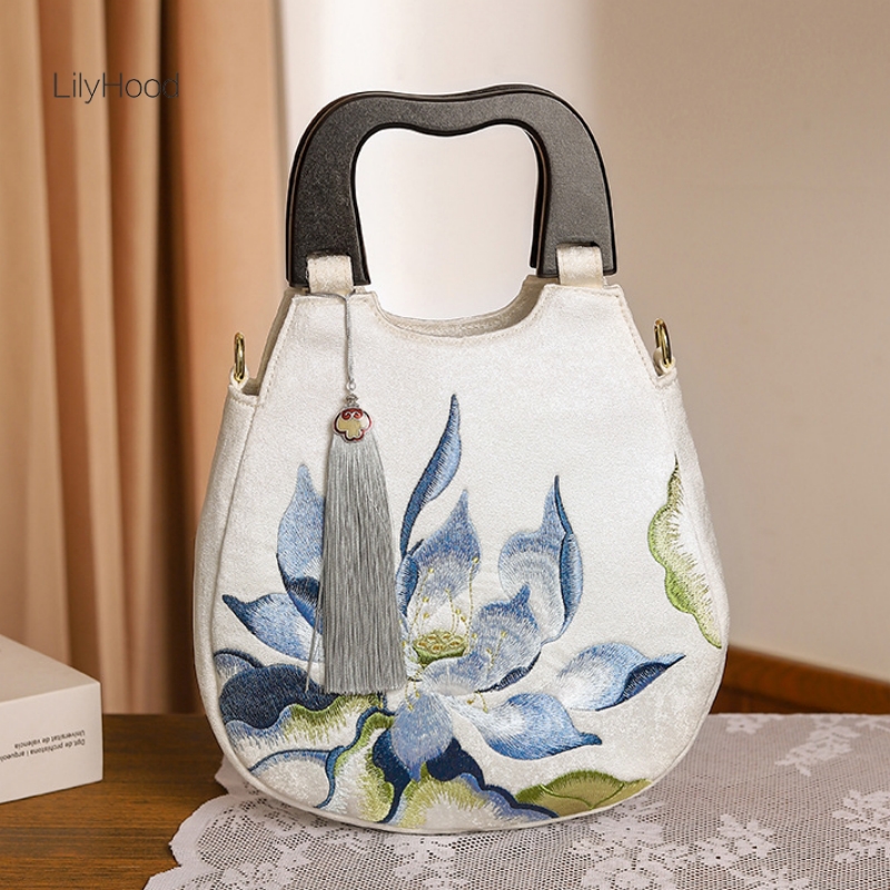 女性のためのレトロでシックな花柄の刺embroideryハン - Luxury Bags Medium Size のレビューと価格